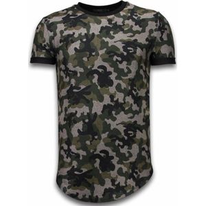 Fashionable Camouflage T-shirt - Long Fit Shirt Army Pattern - Groen