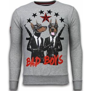 Bad Boys - Rhinestone Sweater - Grijs