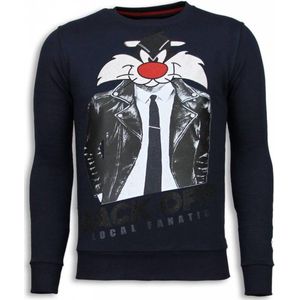 Pussy Cat - Rhinestone Sweater - Blauw
