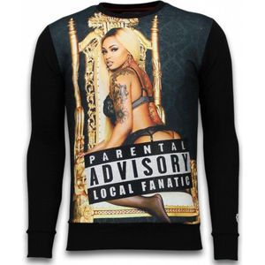 Parental Advisory - Digital Rhinestone Sweater - Zwart