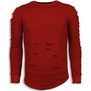 3D Stamp PARIS Trui - Damaged Sweater - Rood