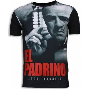 El Padrino Face - Digital Rhinestone T-shirt - Zwart