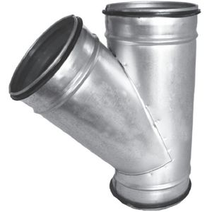 T-stuk 45º met rubberdichting Ø 125mm - Ø 125mm - Ø 125mm
