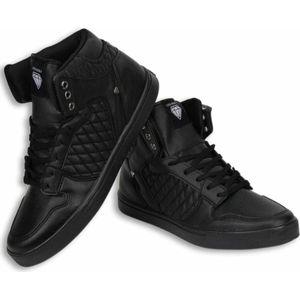 Heren Schoenen - Heren Sneaker High - Jailor Full Black Pu