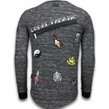 Longfit Asymmetric Embroidery - Sweater Patches - US Army - Roze