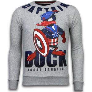 Captain Duck - Rhinestone Sweater - Grijs