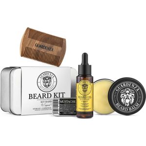 Guardenza Baardset - cadeauset voor mannen - baardolie - baardbalsem - snorrenwax - baardkam