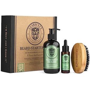 Guardenza baard starter kit - baardset - cadeauset voor mannen - baardshampoo - baardolie - baardborstel