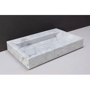 Forzalaqua Bellezza wastafel 60x40x9cm Rechthoek 0 kraangaten Natuursteen Carrara gepolijst 100459