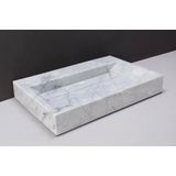 Forzalaqua Bellezza wastafel 80.5x51.5x9cm Rechthoek 0 kraangaten Natuursteen Carrara gepolijst 100461