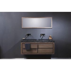 Forzalaqua palermo doppio wastafel 140.5x51.5x9 cm 2 wasbakken graniet gezoet gekapt antraciet 2 krgaten