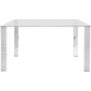 Hioshop Kjeld - Eetkamertafel - 140cm Glas|Chroom.