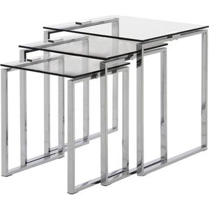 Kathy set van 3 glazen bijzettafels glas.