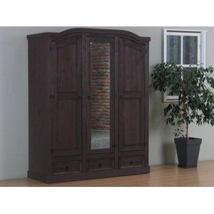 Ebuy24 - New Mexico Kleiderschrank 3 türig mit einer Spiegeltür braun