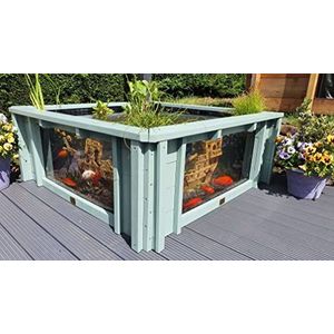 Clear View Garden Aquarium Lotus Square verhoogde tuinvijver met ramen, groen (Seagrass Green)