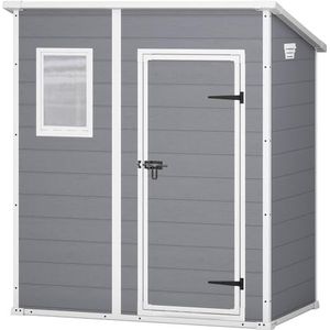 Keter Manor Pent 6 x 4 tuinhuis weerbestendig, kunststof, outdoor, afmetingen: B x D x H: 183,5 x 111 x 200,5 cm, binnenafmetingen: 168,5 x 97 x 154 cm, grijs