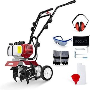 BU-KO Tuinfrees, 52 cc, benzinemotor 3 pk 2-takt, cultivator voor gazon, bodem, rotovatormotor, lichtgewicht, compact, krachtige en veilige handgrepen, duurzaam, betrouwbaar, voor zwaar gebruik