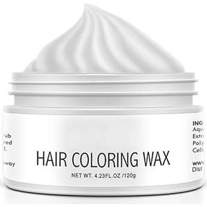 Kleur Haar Wax, Fashiontemporary Gekleurde Haarverf Wax, Wasbare Wegwerp Natuurlijke Heldere Haar Kleurende Wax, Professionele Haar Styling Wax Kapsel Crème voor Vrouwen Mannen (Wit)