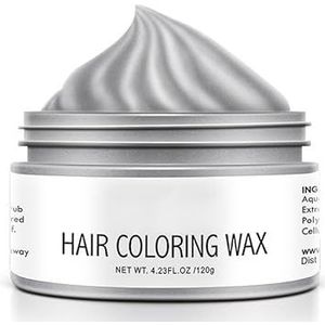 Color Hair Wax, Fashiontemporary Gekleurde Haarverf Wax, Wasbare Wegwerp Natuurlijke Heldere Haarkleuring Wax, Professionele Haarstyling Wax Kapsel Crème voor Vrouwen Mannen (Grijs)