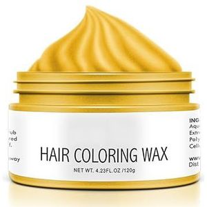 Color Hair Wax, Fashiontemporary Gekleurde Haarverf Wax, Wasbare Wegwerp Natuurlijke Heldere Haar Kleurende Wax, Professionele Haar Styling Wax Kapsel Crème voor Vrouwen Mannen (Geel)