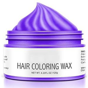 Color Hair Wax, Fashiontemporary Gekleurde Haarverf Wax, Wasbare Wegwerp Natuurlijke Heldere Haarkleuring Wax, Professionele Haarstyling Wax Kapsel Crème voor Vrouwen Mannen (Paars)