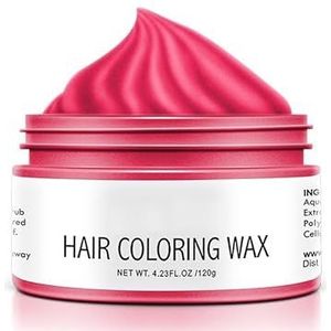 Kleur Haar Wax, Fashiontemporary Gekleurde Haarverf Wax, Wasbare Wegwerp Natuurlijke Heldere Haar Kleurende Wax, Professionele Haar Styling Wax Kapsel Crème voor Vrouwen Mannen (Roze)