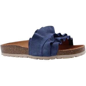 Verbenas - Rocio - Slippers - Blauw - Suède - Ruffles