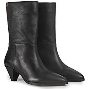 POPA - Dames laarzen met hak - Caye - maat 37 - gemaakt in Spanje - kleur zwart - leer - brede schacht 8,5 cm - geometrische hak met 5,5 cm hoogte, Zwart, 37 EU