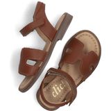 Clic! - Leren Sandalen - Cognac - Platte Zool - Klittenbandsluiting