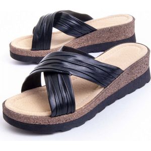 Montevita wedge sandal relaxday4 en noir