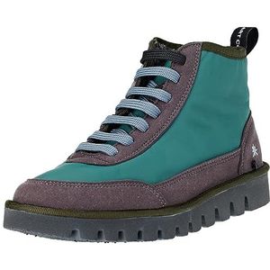 Artunisex. 1158511UM003_0G3 Groene leren enkellaarsjes (40), Leer, Plat, 1 tot 3 cm, Veters, Casual