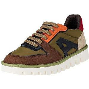 Artunisex. 1158911LW003_0MU Leren sportschoenen 1589 Multi Khaki (46), Leer, Stof, Plat, 1 tot 3 cm, Casual, Veelkleurig