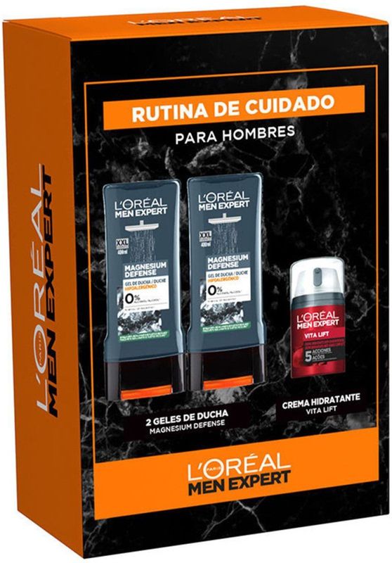 L'oreal Paris Men Expert Vitalift 5 Gezicht Creme Geschenkset - Met 2 x Douchegel Magensium Defense & 1 x 50ml. Creme