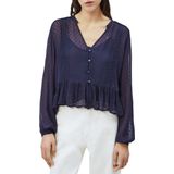 Hirt - Blouse - Viscose 100% - Lange Mouwen - V-Neck - Zichtbaar Logo