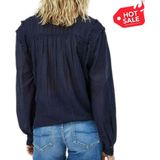 Pepe Jeans - Albertina_Pl Blouse - Effen - Lange Mouwen - V-hals - Mix van Vezels