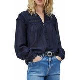Pepe Jeans - Albertina_Pl Blouse - Effen - Lange Mouwen - V-hals - Mix van Vezels