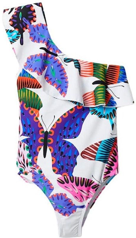 Desigual - Dames Badpak - Wit - 82% Polyamide - Mouwloos