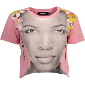 Desigual - Korte T-shirt - Roze - 100% Katoen