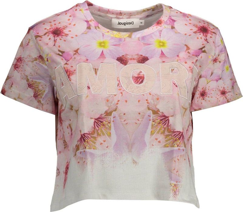 Desigual - T-shirt - Roze - 100% Katoen
