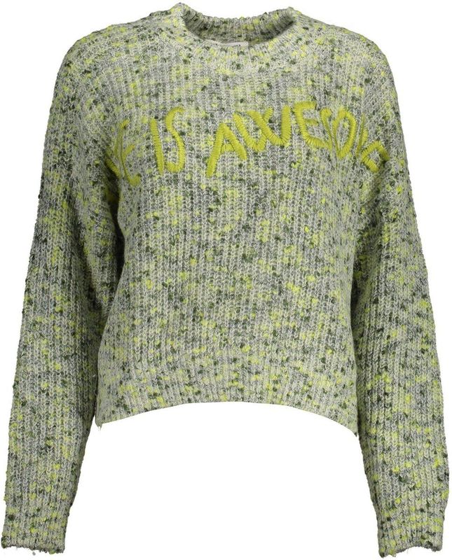 Textured Knit Crew Neck Sweater - Groen