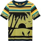 Desigual - T-shirt - Veelkleurig - Korte Mouwen - Tropisch Landschap