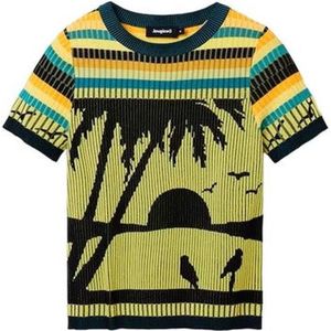 Desigual - T-shirt - Veelkleurig - Korte Mouwen - Tropisch Landschap