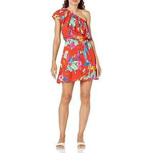 Desigual, Kleedjes, Dames, Veelkleurig, L, Chique Roze One-Shoulder Jurk met Logo-Detail