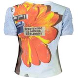 Lichtblauwe katoenen tops en T-shirt