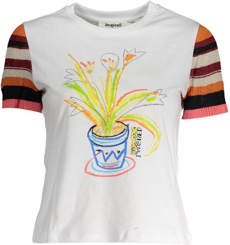 Desigual - T-shirt - Wit - Korte Mouwen - Ronde Hals - Dazzling Print