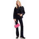 Desigual - Denim Truckerjack - Getailleerd - Met Geborduurde Bloemen