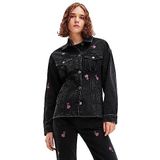 Desigual - Denim Truckerjack - Getailleerd - Met Geborduurde Bloemen