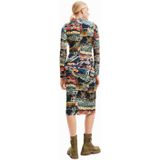 Desigual Ribgebreide Jurk met All Over Print Multi