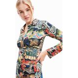 Desigual Ribgebreide Jurk met All Over Print Multi