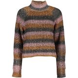 Desigual Gestreepte Grofgebreide Trui Oranje/Antracient/Roze